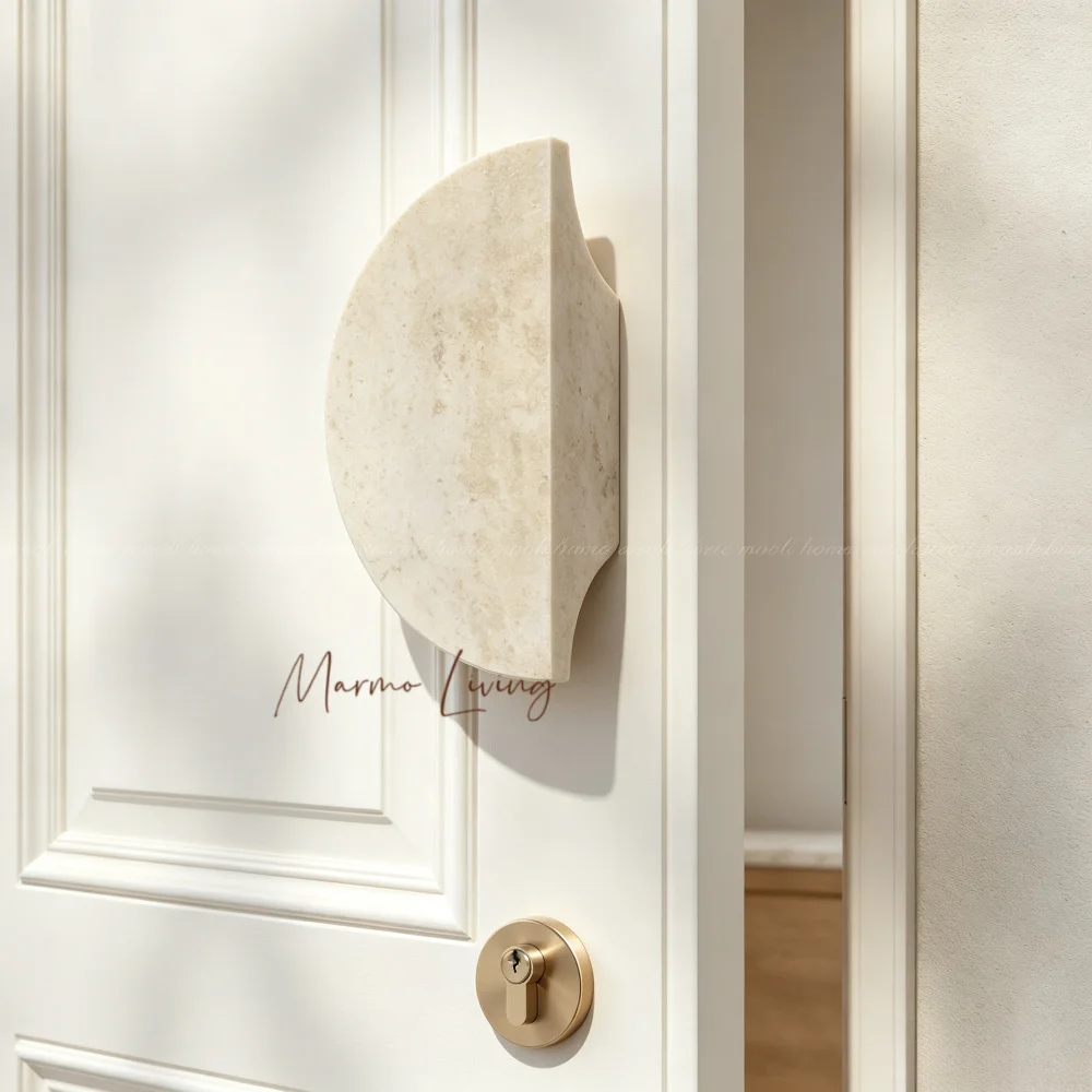 Natural Marble Door Handle Travertine Stone Entrance Pull Art High End Interior Decorative Pull