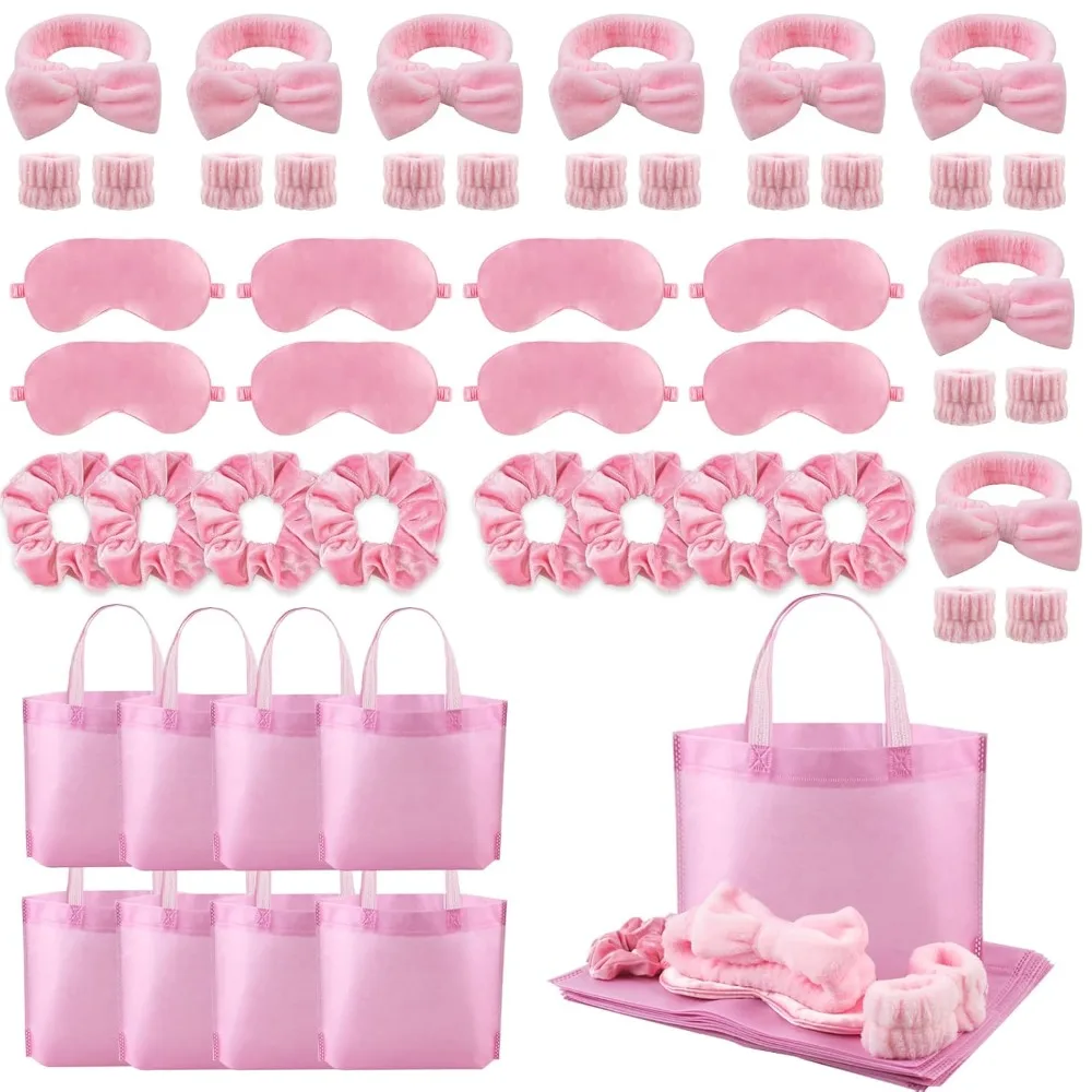 1-20 Sets de Accesorios para Spa y Cuidado de la Piel para Fiestas de Pijama: Diadema, Muñequera, Antifaz, Coletero y Bolsa de Mano para Mujeres y Adolescentes
