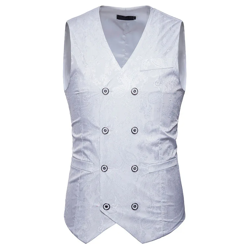 White  Gothic Steampunk Vest Men Chaleco Hombre 2023 Brand Paisley Brocade Waistcoat Men Party Business Wedding Prom Vest Male