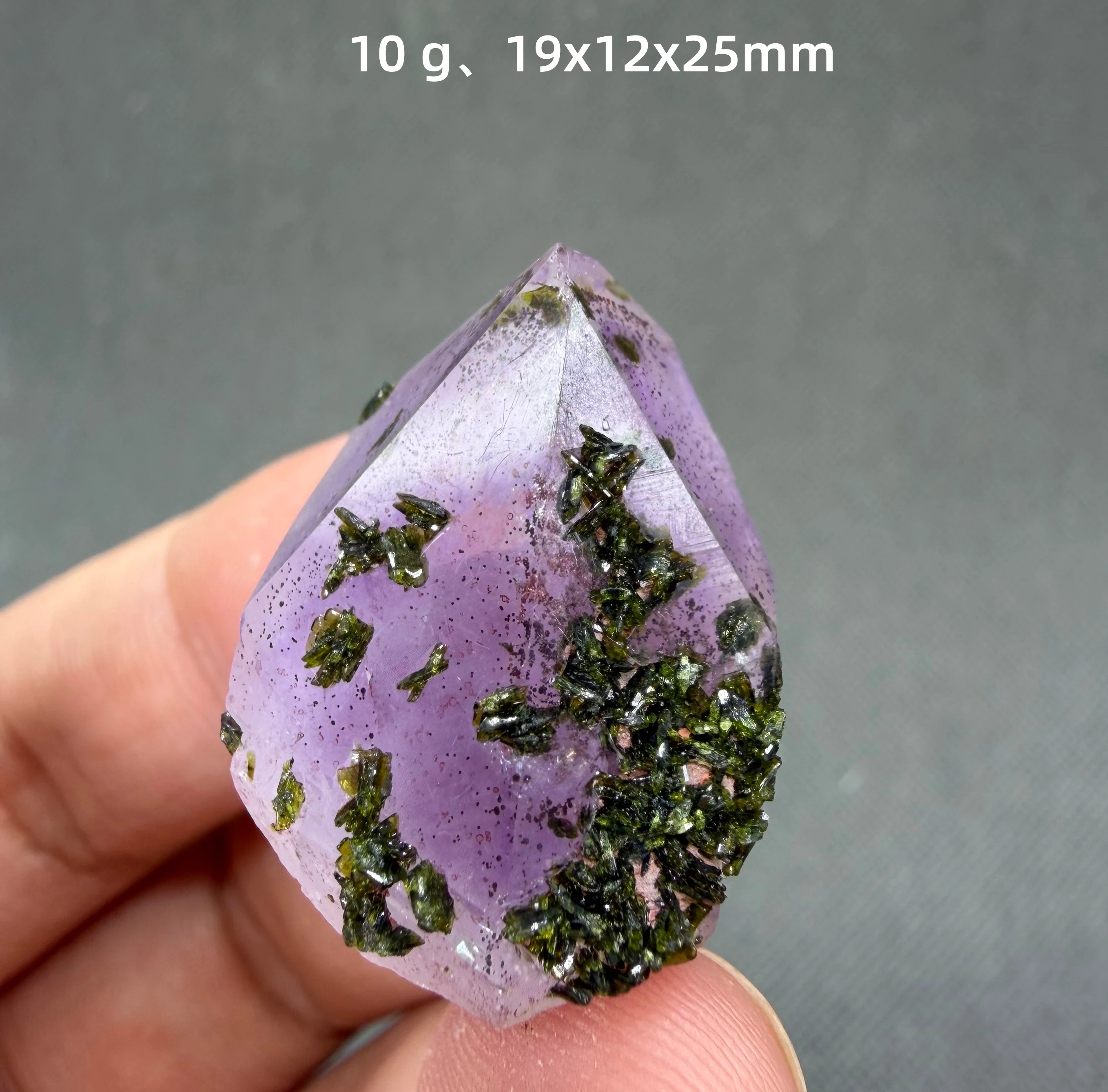 Natural Epidote and Amethyst Crystal symbiotic mineral specimens + healing quartz crystals and stones rock gemstone