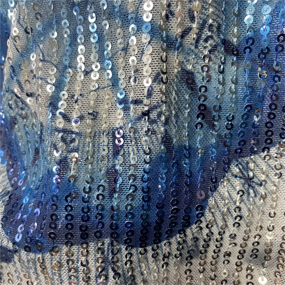 Highquality China Fabrics Polyester Digital Print Lace Sequin Polyester Fabric