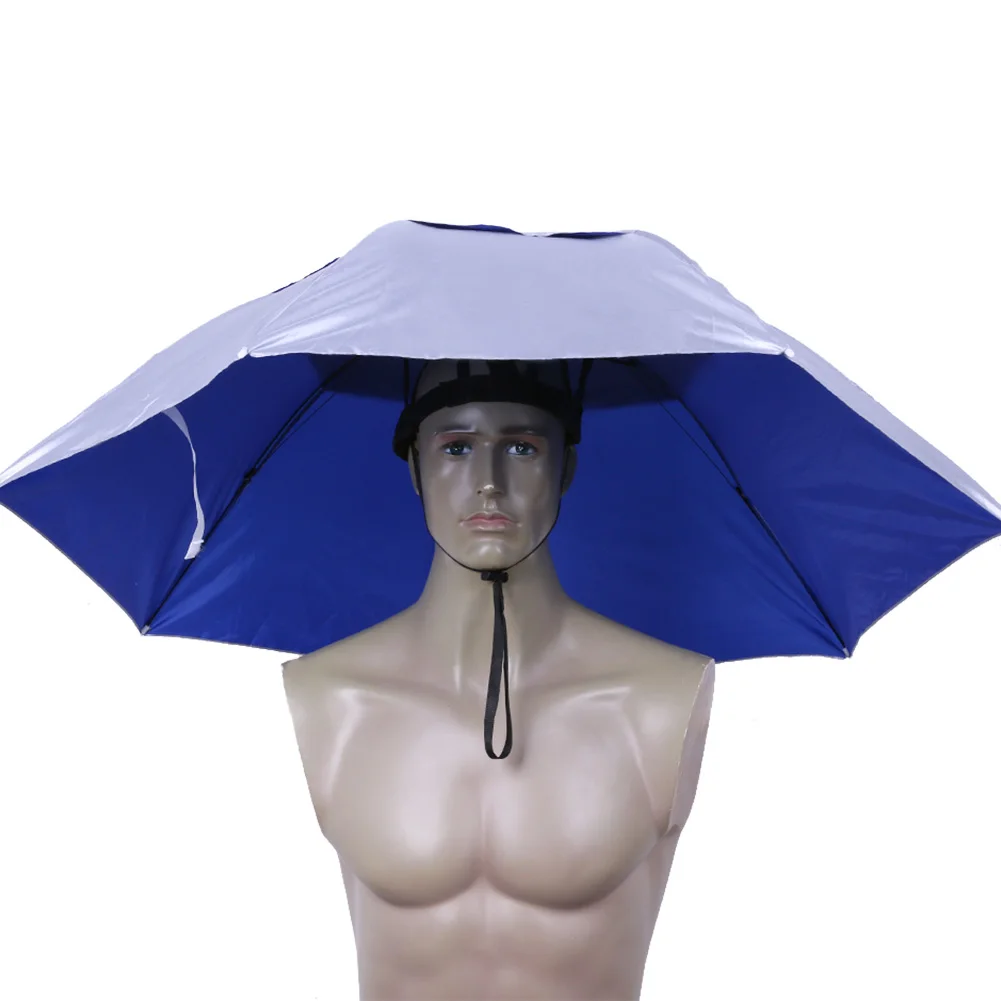 Outdoor Head Umbrella Hat Anti-Rain Anti-UV Fishing Caps Foldable Portable Travel Hiking Beach Fishing Umbrellas Hat Rain Gear