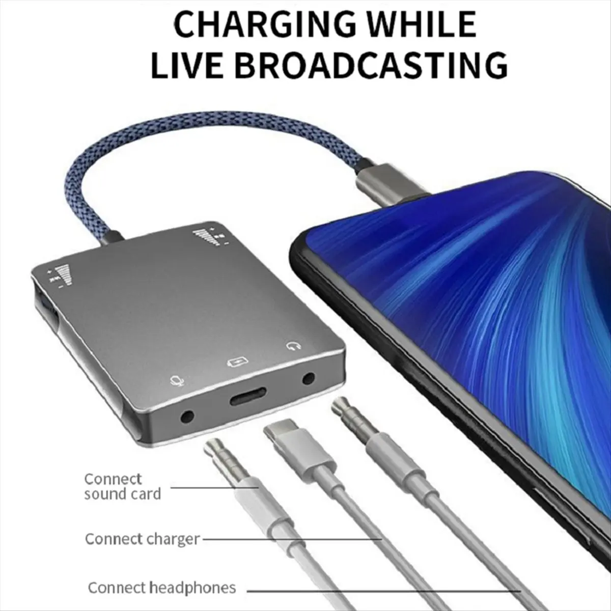 N91R USB C Live Sound Card Speaker 3.5mm Audio Interface Adapter for Huawei/Samsung Headphone High Quality Live Converter