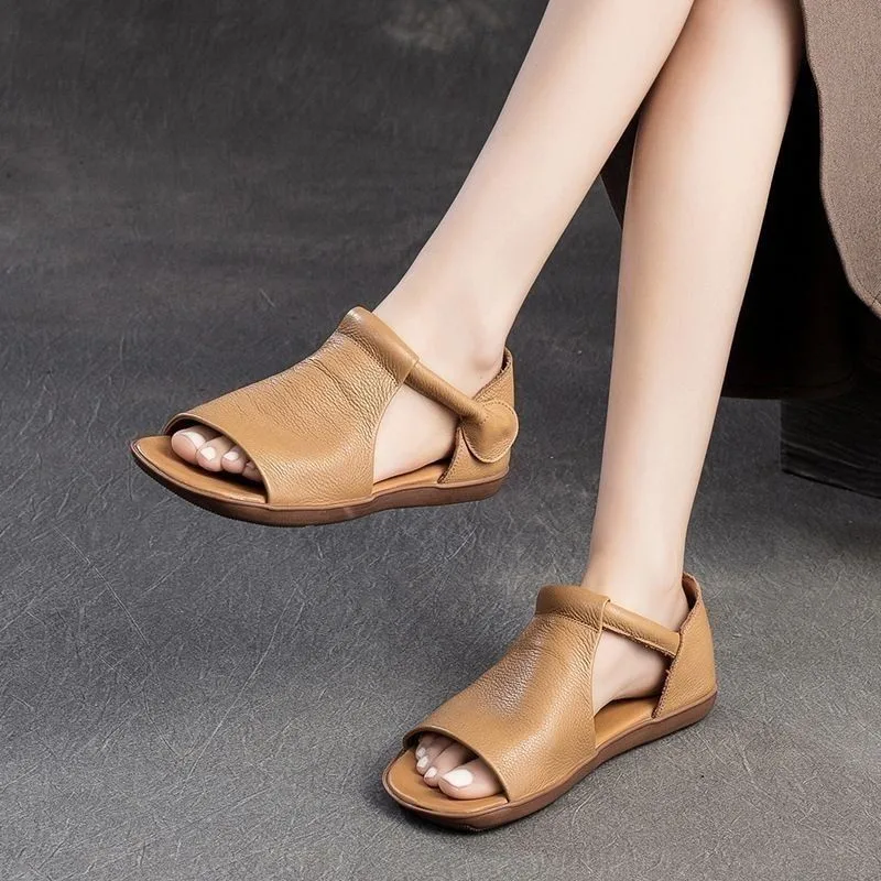 2026 New Fashionable Soft Leather Soft Sole Single Shoes, Casual, Comfortable and Versatile Round Toe One-top Low-top Shoes