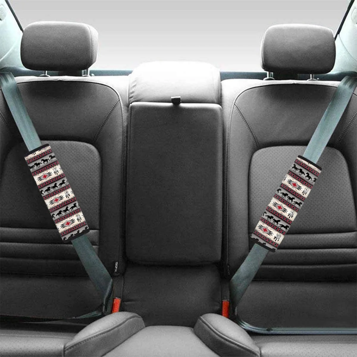 Brand Design Tribal Aztec Horse Dreamnet Pattern Men Woman Car Seat Belt Pads Cover Non-slip Auto Seatbelt Washable Party Gift