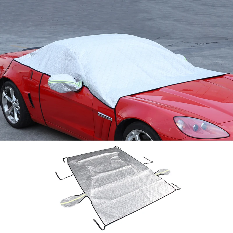 For Chevrolet Corvette C6 Thicken Car Snow Cover Car Windshield Hood Protection Cover Snowproof Anti-Frost Sunshade Protector