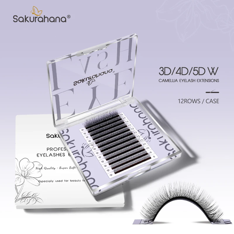 

Sakurahana Camellia 3D/4D/5D W Shaped Eyelash Extensions Camellia Volume Eyelash Extension Natural Soft Premade Fan Lashes