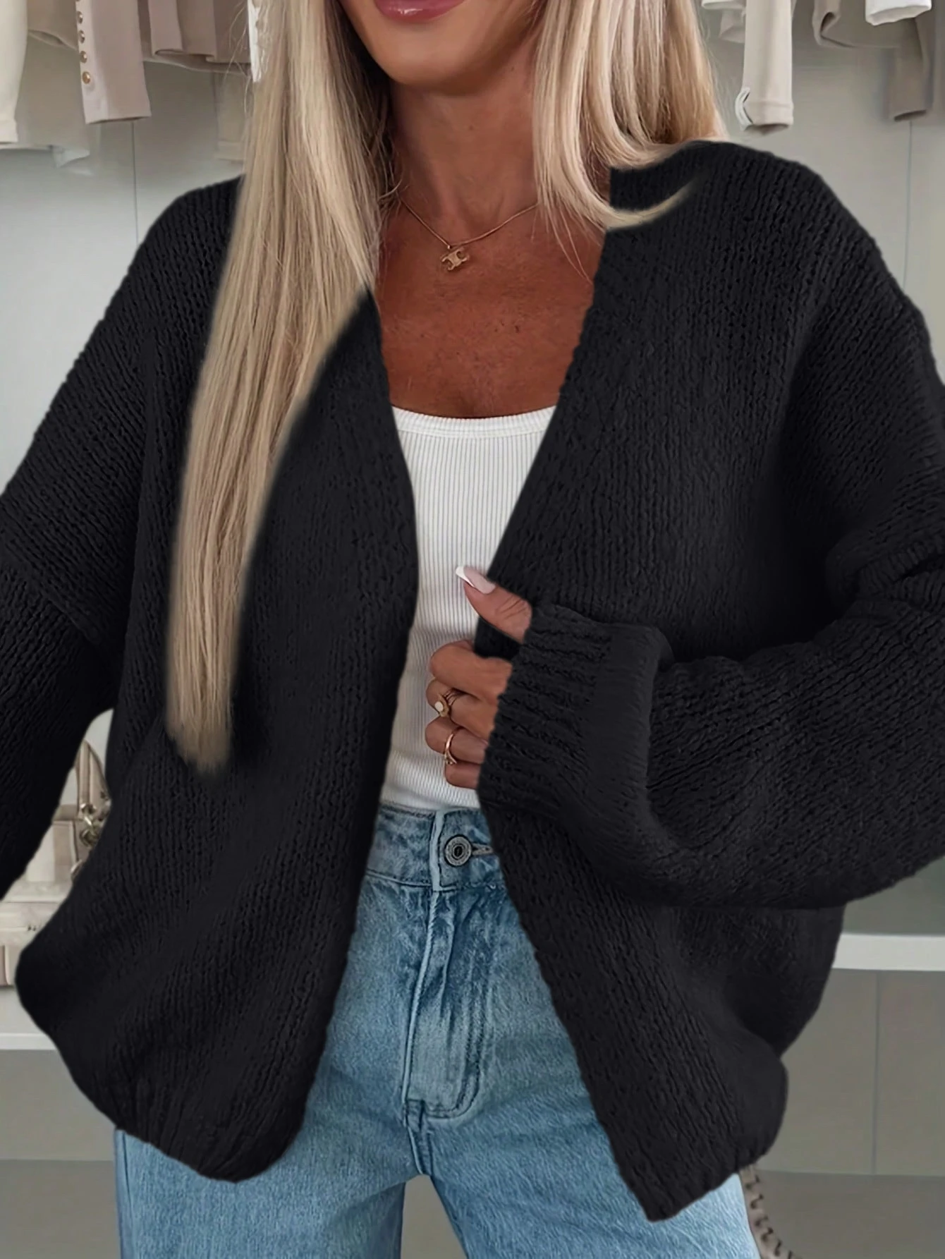 

Minimalist Casual Cardigan Vintage Brown Oversized V-neck knit sweater