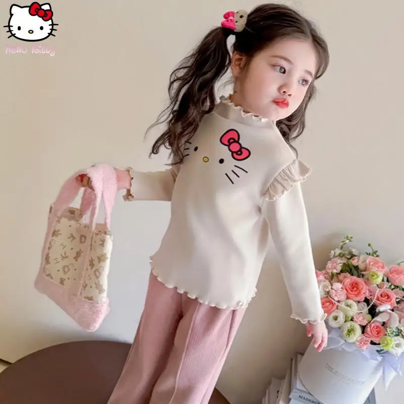 

Теплый свитшот для девочек, кавайная осенне-зимняя новая нижняя рубашка, утепленные повседневные топы, модный кружевной свитер в стиле аниме