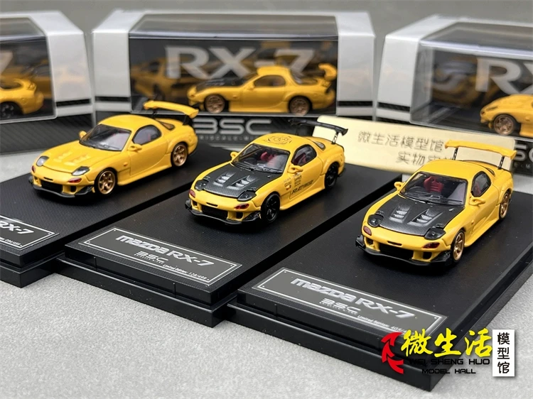 Newly Stocks BSC 1:64 Diecast Mazda RX7 FD3S RE Scale Model Car Yellow In 2024