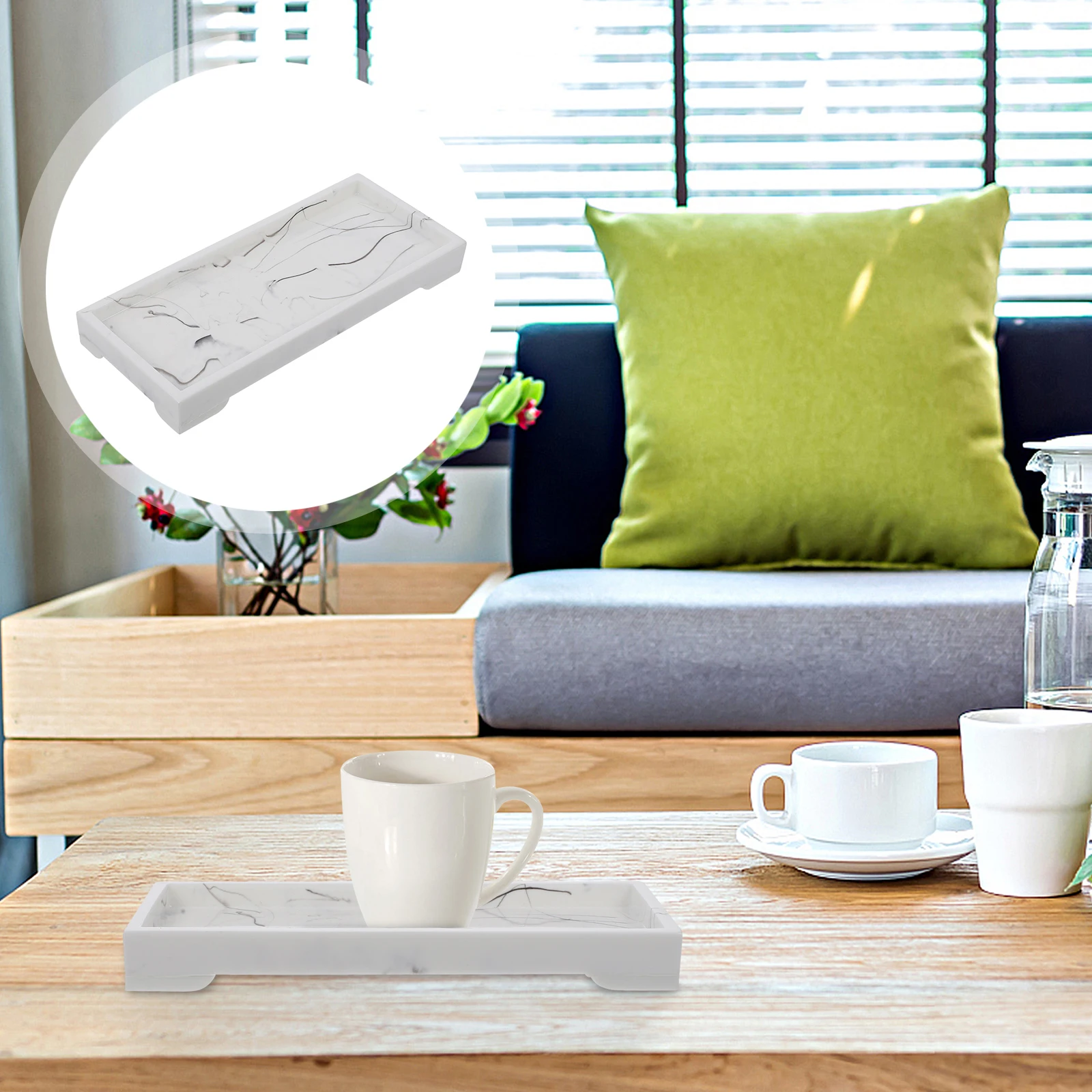 

1Pcs Marble Grain Storage Plate High Quality Resin Bathroom Toiletries Cosmetics Organizer Tray Home Jewelry Display Holder