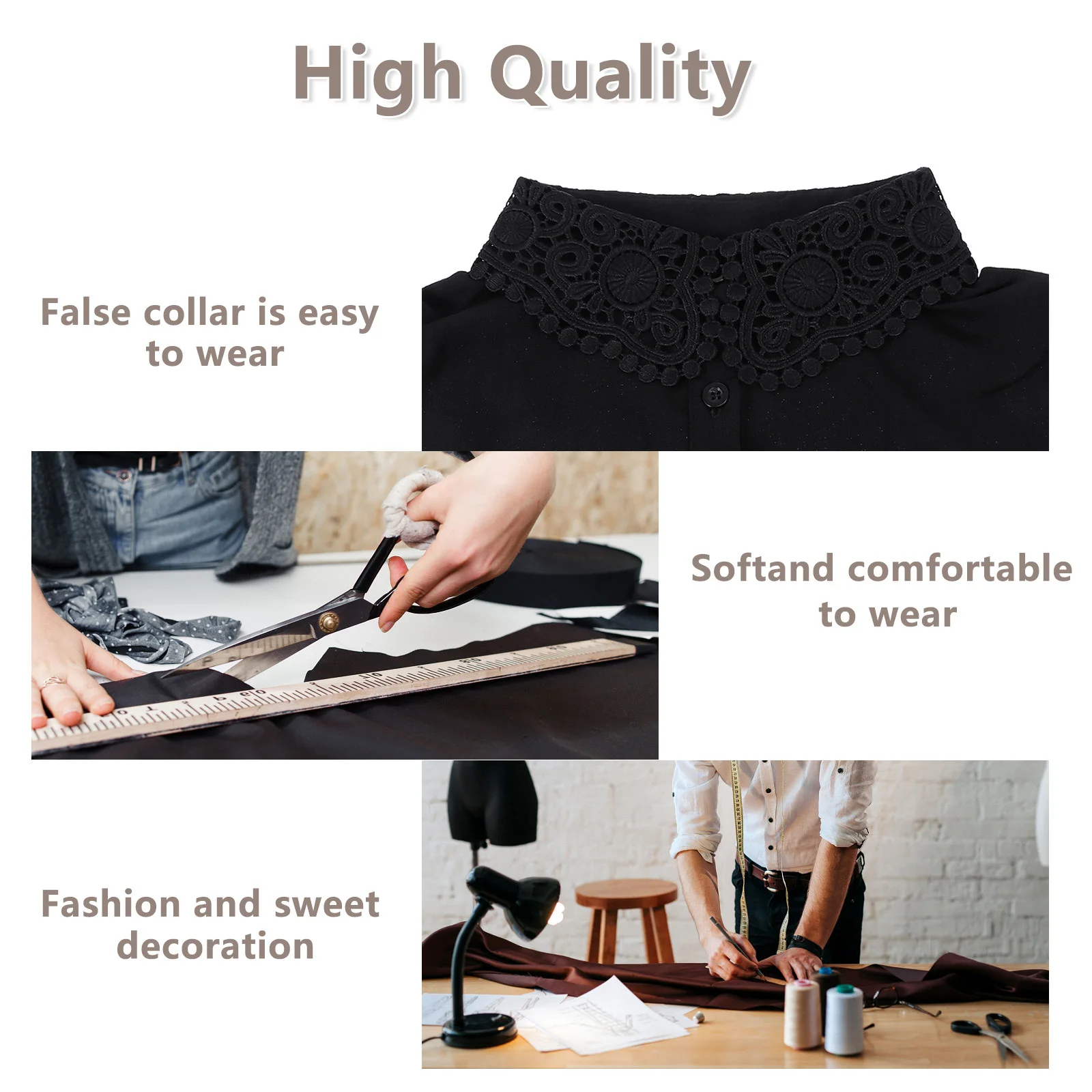 1Pcs All-Match Fake Collar Chiffon Shirt False Collar Detachable for Women Sweater T-Shirt Clothes Accessory Blouse Decoration