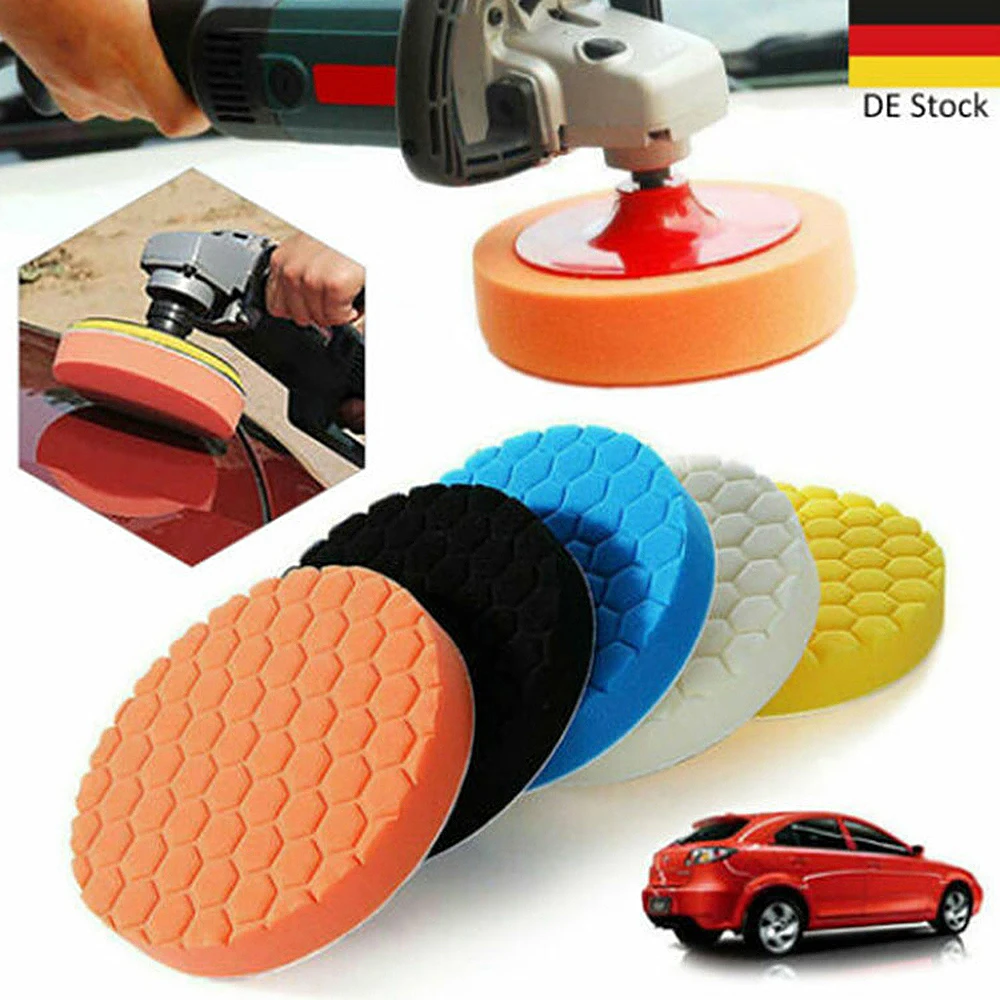 5PCS Auto Detailing Pads Polishing Wheel for Drill Buffing Kit 3/5/6/7 Inch Self Adhesive Polishing Pad Car Wax Applicator Discs
