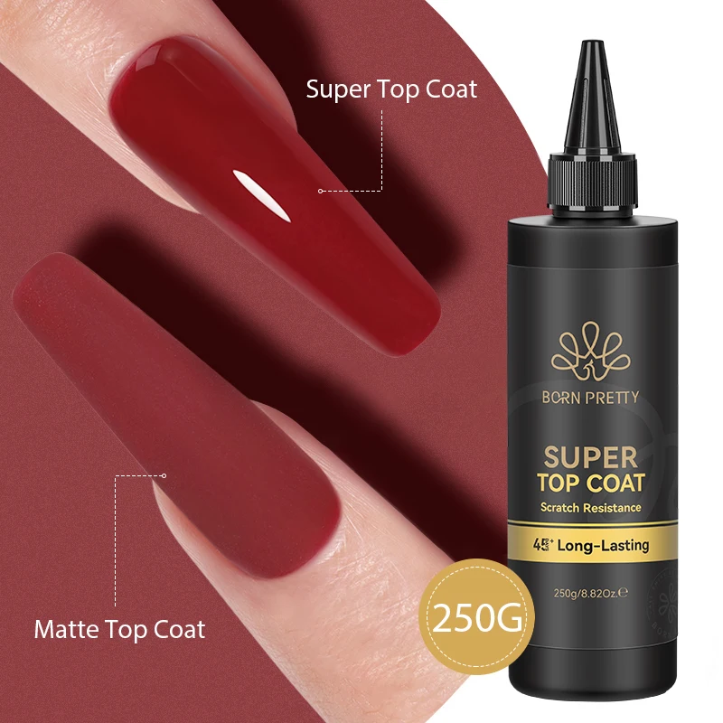 BORN PRETTY 100g 250g Super Top Coat Big Volume Ultra-high Brightness Good Scratch Resistance 45+ Days Long Lasting Top Coat Gel