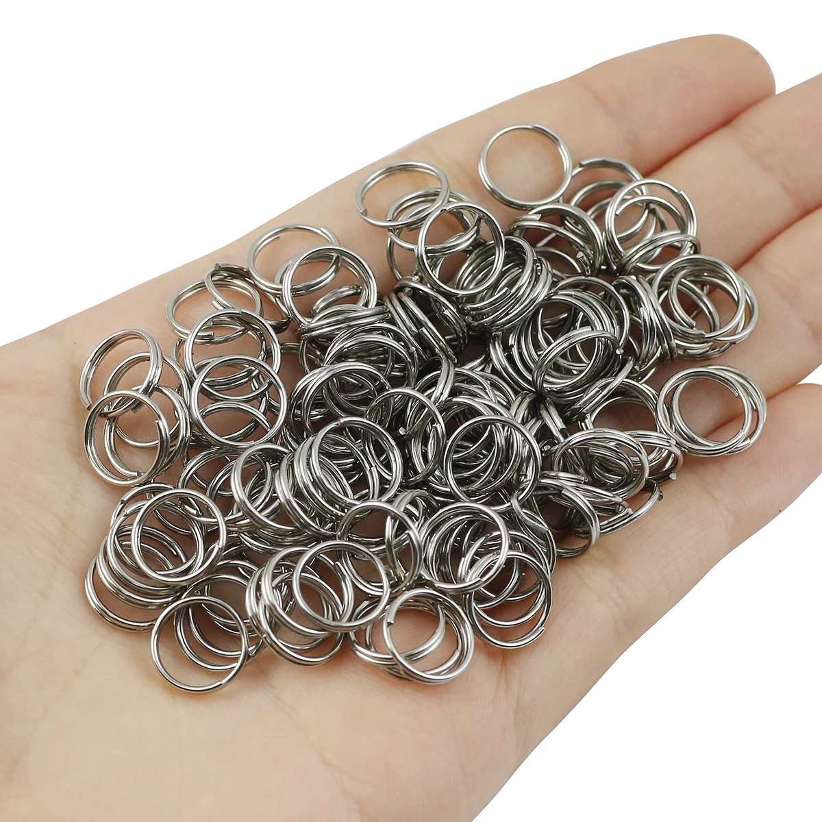 100pcs 5-12mm Stainless Steel Open Double Jump Rings For DIY Key Double Split Rings Connectors Rings For Jewelry Keychain Making