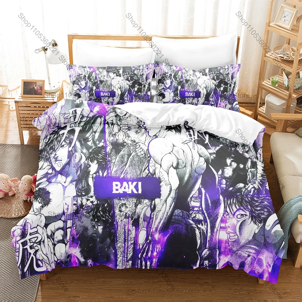 Baki Hanma Intense Martial Arts Fighting Japanese Combat Anime Character HD Print Bedding Set Duvet Cover + 2 Pillowcases
