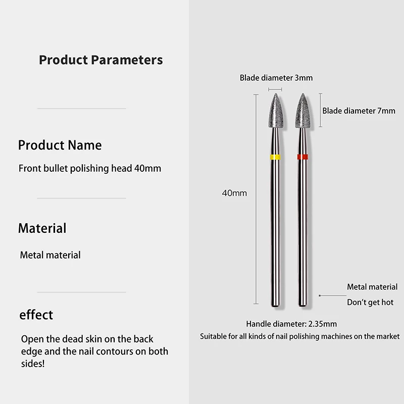 Wiertła do paznokci 3/32 '' Bullet Head końcówki do paznokci frez elektryczny do Manicure obrotowe narzędzia do czyszczenia skórek