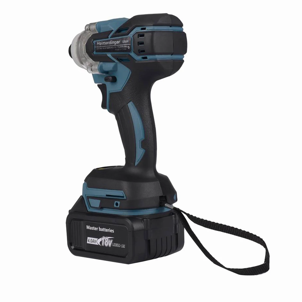 Trapano avvitatore a batteria senza fili da 6.35mm da 1/4 pollici alimentato a batteria al litio da 18V con batteria al litio da 18V 4,0 ah