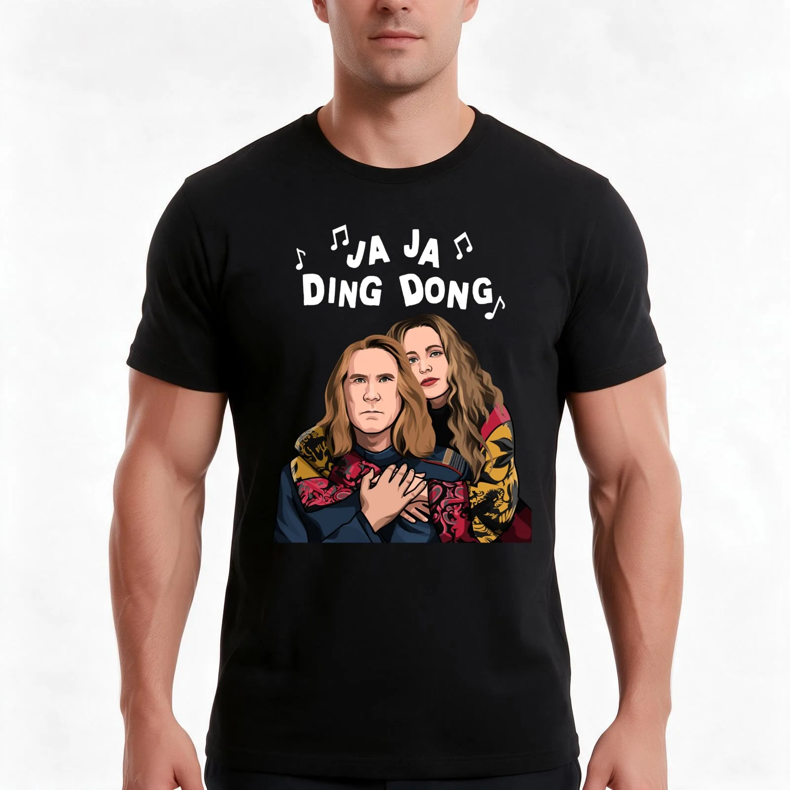 Eurovision Ja Ja Ding Dong Song Fire Saga Merch Netflix T-Shirt, Summer Casual Cotton Tee, Oversized Streetwear Tops