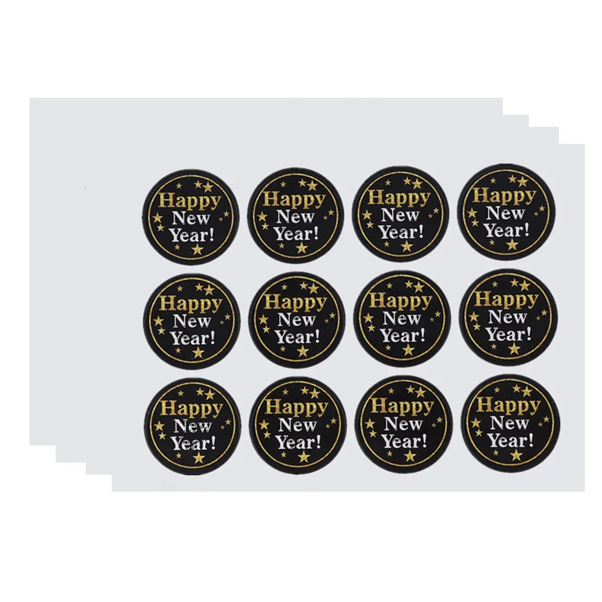 8Sheets Round New Year Sealing Stickers Strong Adhesive DIY Cookie Bags Labels Baking Packaging Festive Decor Creative Gift