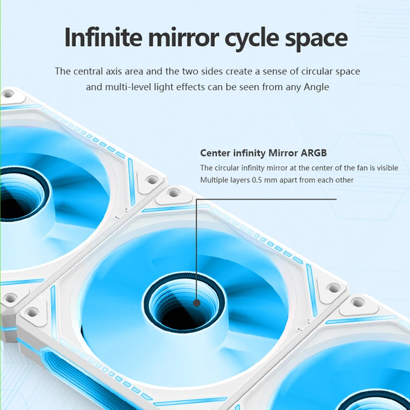 Power train PRISM PLUS Case Cooling Fan ARGB Mirror Cycle Light Effect Wireless Splicing Fan PWM Water Cooling 360mm Cooler Fan