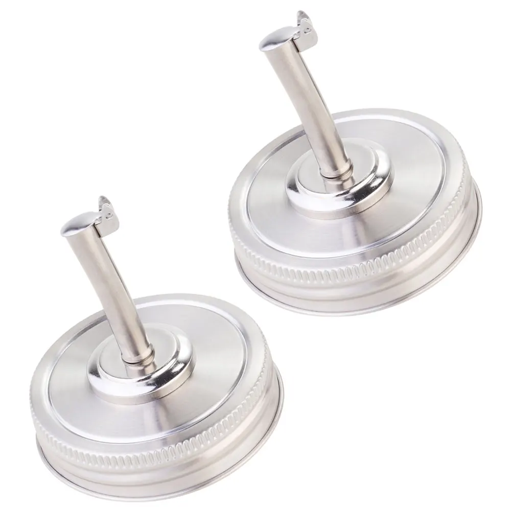 

2Pcs Oil Lids Mason Jar Stainless Steel Pouring Tops Wide Regular Mouth Bottle Kitchen Bar Mason Tops Accessories