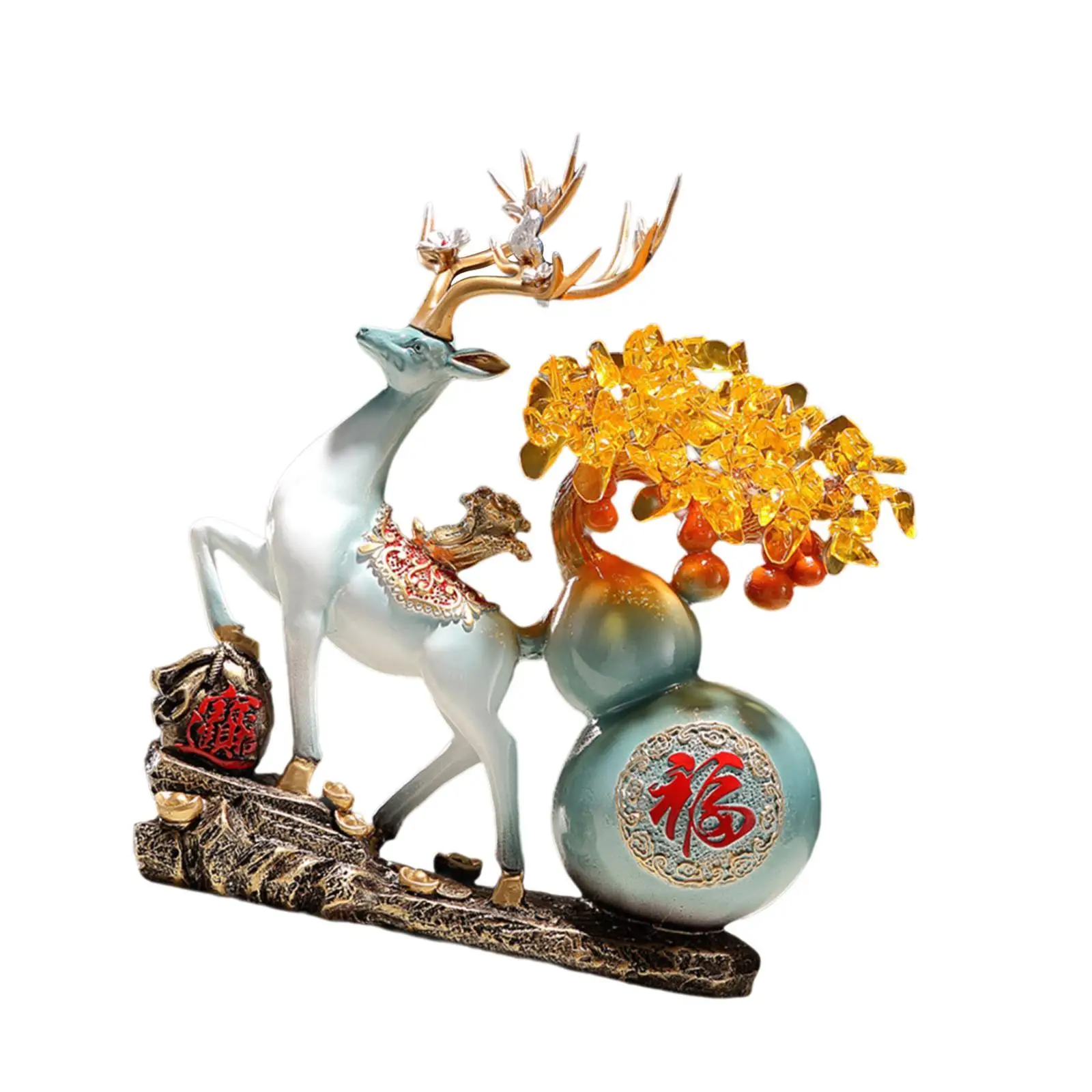 

Feng Shui Deer Sculpture Traditional Wealth as Gifts Handcrafted Reindeer