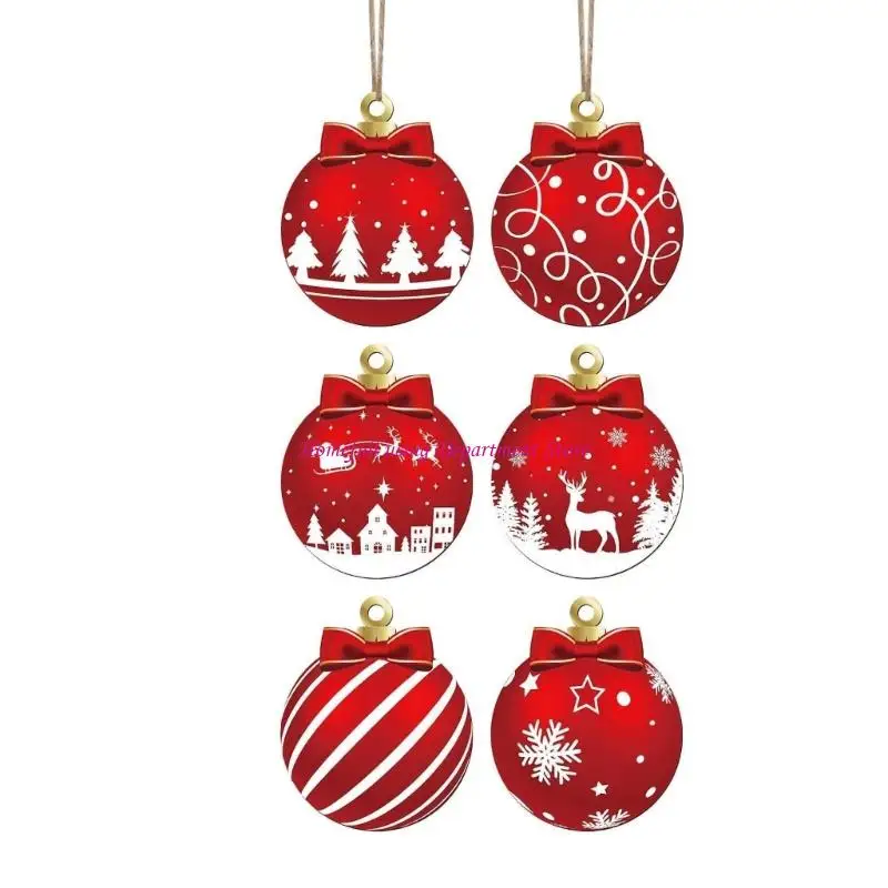 Set of 12 Handcrafted Wooden Sphere Ornament Home Celebration Hanging Decoration