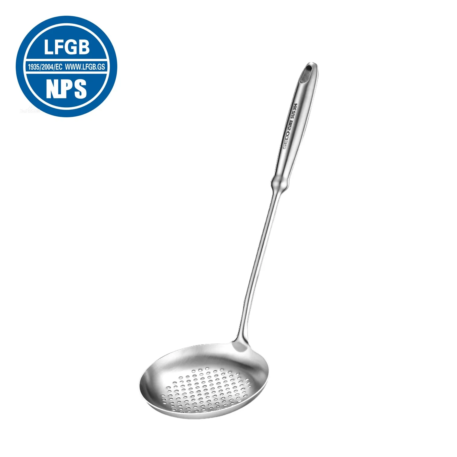

LFGB Certification Pure 304 Stainless Steel Kitchen Sieve Hollow Design Heat Insulation Cooking Colander Well Polished Strainer