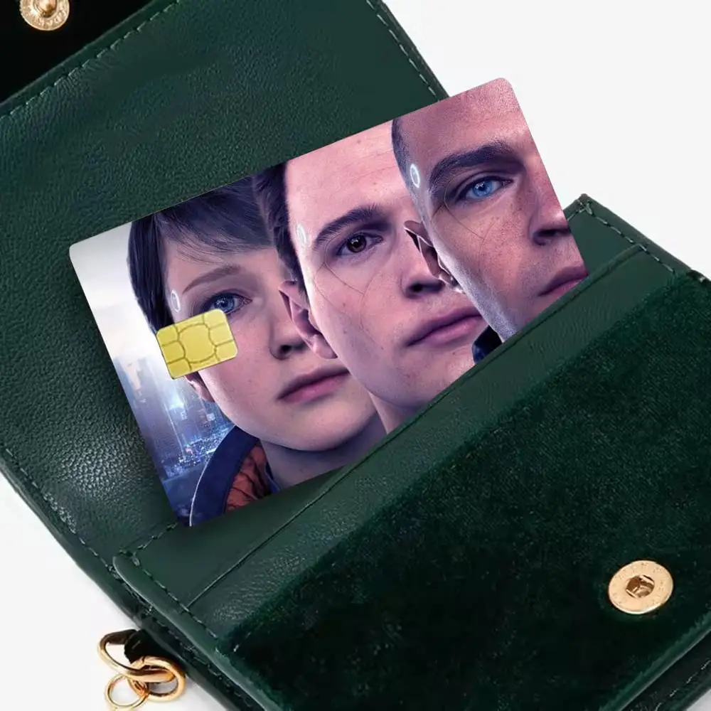 D-Detroit Become Human Game 4pcs 1Set Card Stickers Small Waterproof Chip 4PCS Card Sticker Anti-Scratch