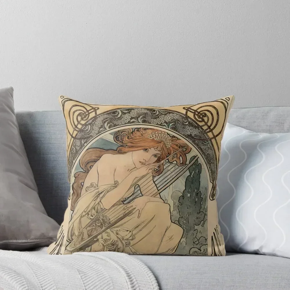 Allegorie de la Musique by Alphonse Mucha Throw Pillow Sofa Cushion luxury throw pillow covers Sofa Cushions Covers pillow