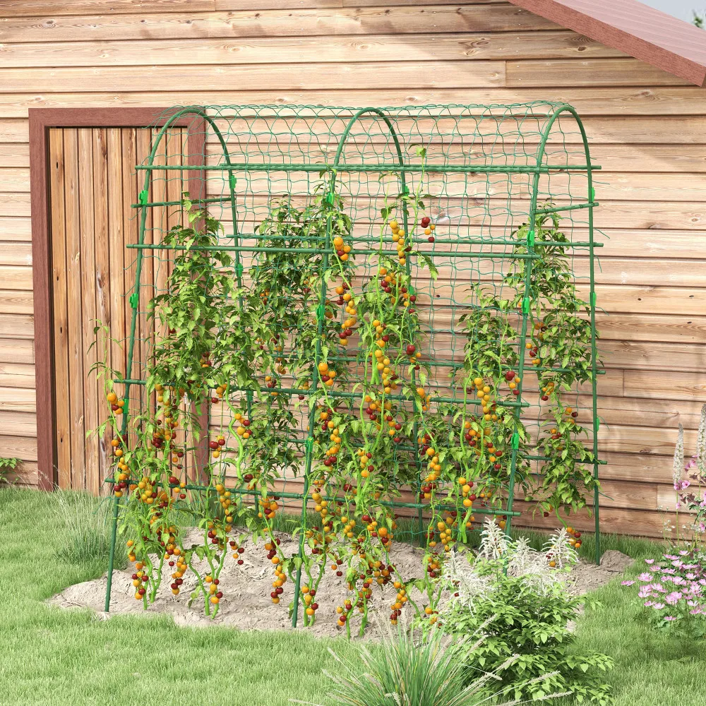 Verstellbares Klettergitter aus Stahl mit Netz, grün, 144×167×206cm, perfekt für Kletterpflanzen