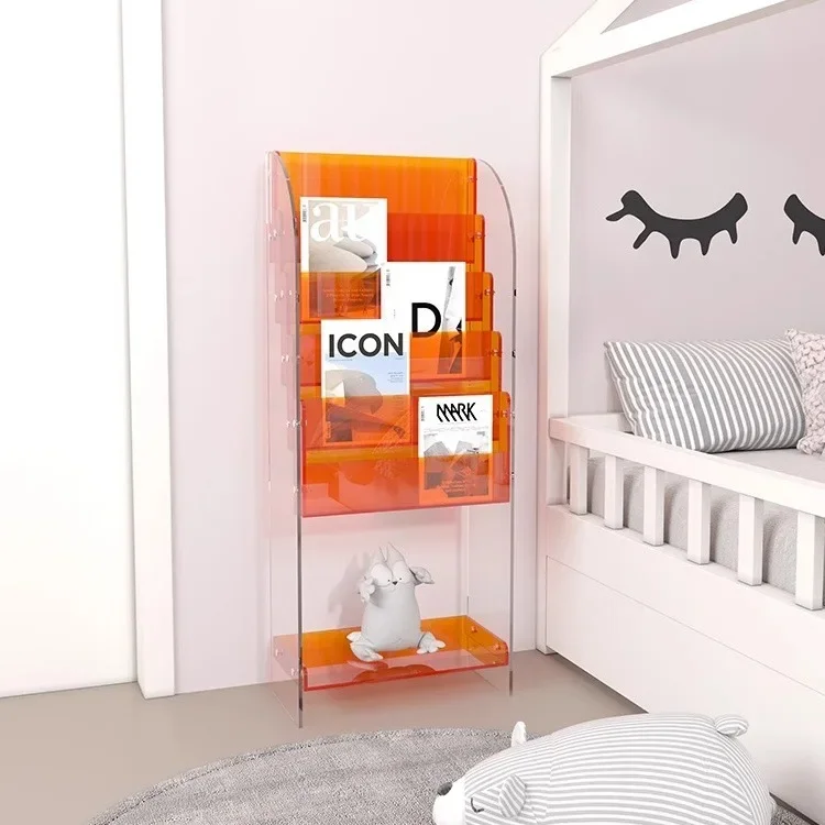 Simple bookshelf magazine storage display shelf children's multi-layer picture book shelf transparent bookshelf