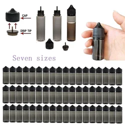 5Pcs 10-120ml Empty Black Plastic Dropper Bottle Refillable Travel Liquid Container With Child Protective Cap For Essential Oil