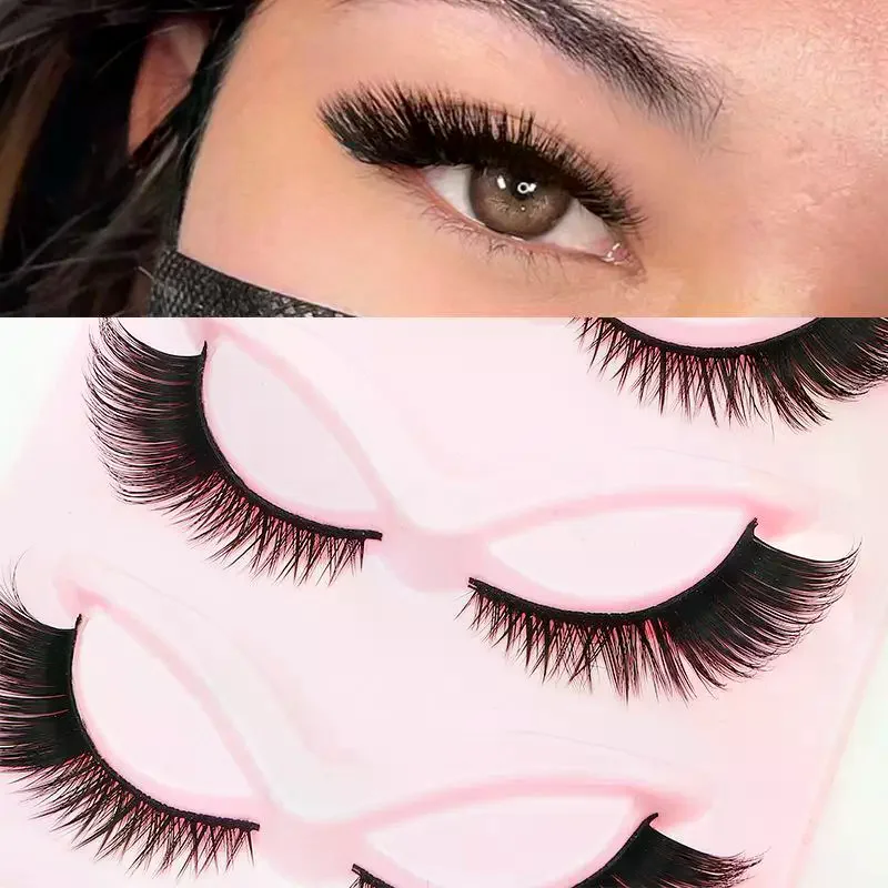 Natural Fluffy Fox Eye Mink Cluster Lashes Wispy Winged False Eyelashes Party Eye Decor 5 Pairs