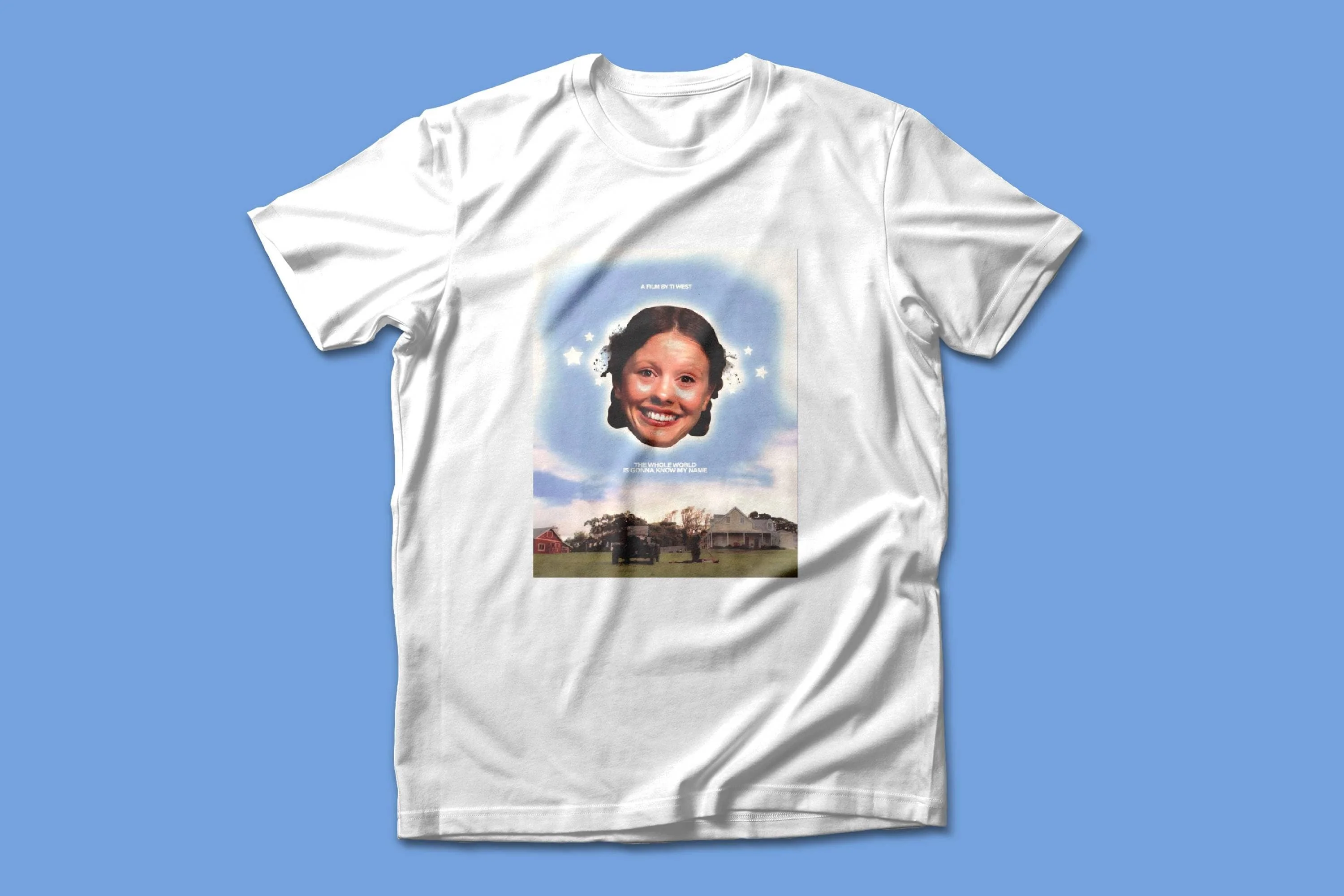 โปสเตอร์ภาพยนตร์มุกเสื้อยืดสำหรับทุกเพศเสื้อมุก Mia Goth