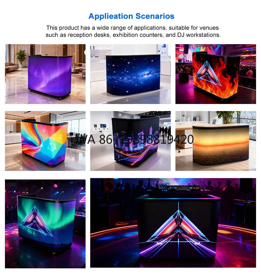 

Рекламный DJ Booth Table Светодиодный экран Шэньчжэньский светодиодный изогнутый в помещении/на открытом воздухе