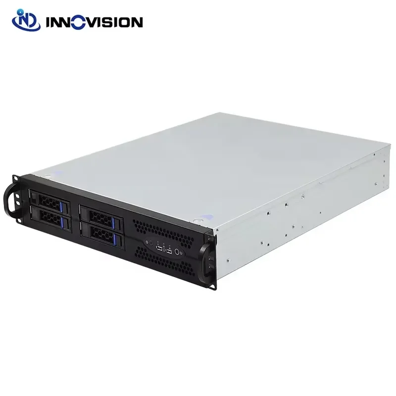 BOLRZO Inventory New 2U 4Bay Hot Swap Rack Server Chassis Fan ATX Form Horizontal Expansion Slot Support GPU card network