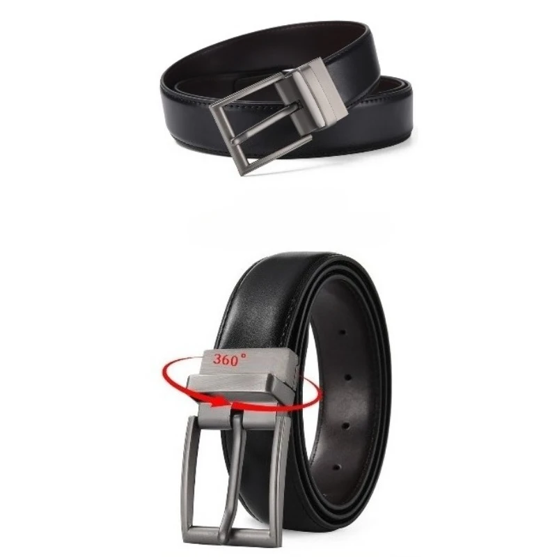 Men's Rotating Pin Buckle Belt Casual Fashionable Versatile Belt High Quality Double-Sided Durable Belt Men’s Designer Belts