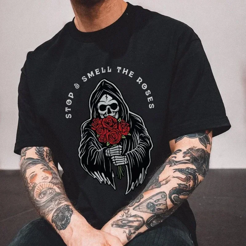 Camiseta gótica Harajuku para Hombre, camisa con estampado de Calavera, Rock callejero, Hip-Hop, Grunge Heavy Metal Rock, Camiseta de gran tamaño