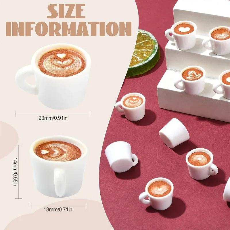 10 قطع من أكواب القهوة المصنوعة من الراتنج الصغيرة، كوب قهوة مصغر لطيف لمشاريع الحرف اليدوية ومستلزمات تزيين المنزل والمناظر الطبيعية الصغيرة