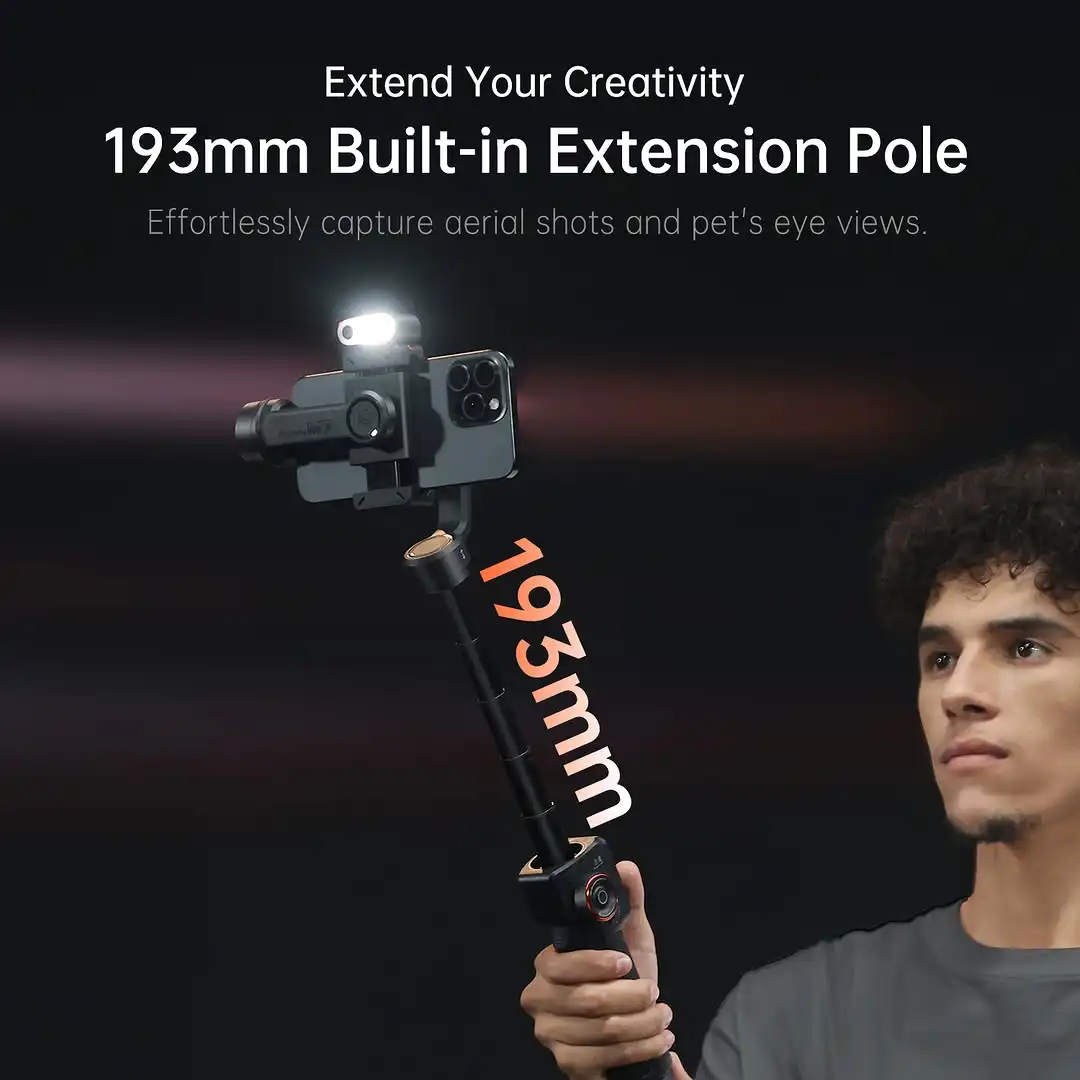 Hohem isteady М7 Stabilizer Ai Face Tracking 3-Axis Phone Gimbal Built-in Selfie Stick iPhone16/Samsung Gimbal