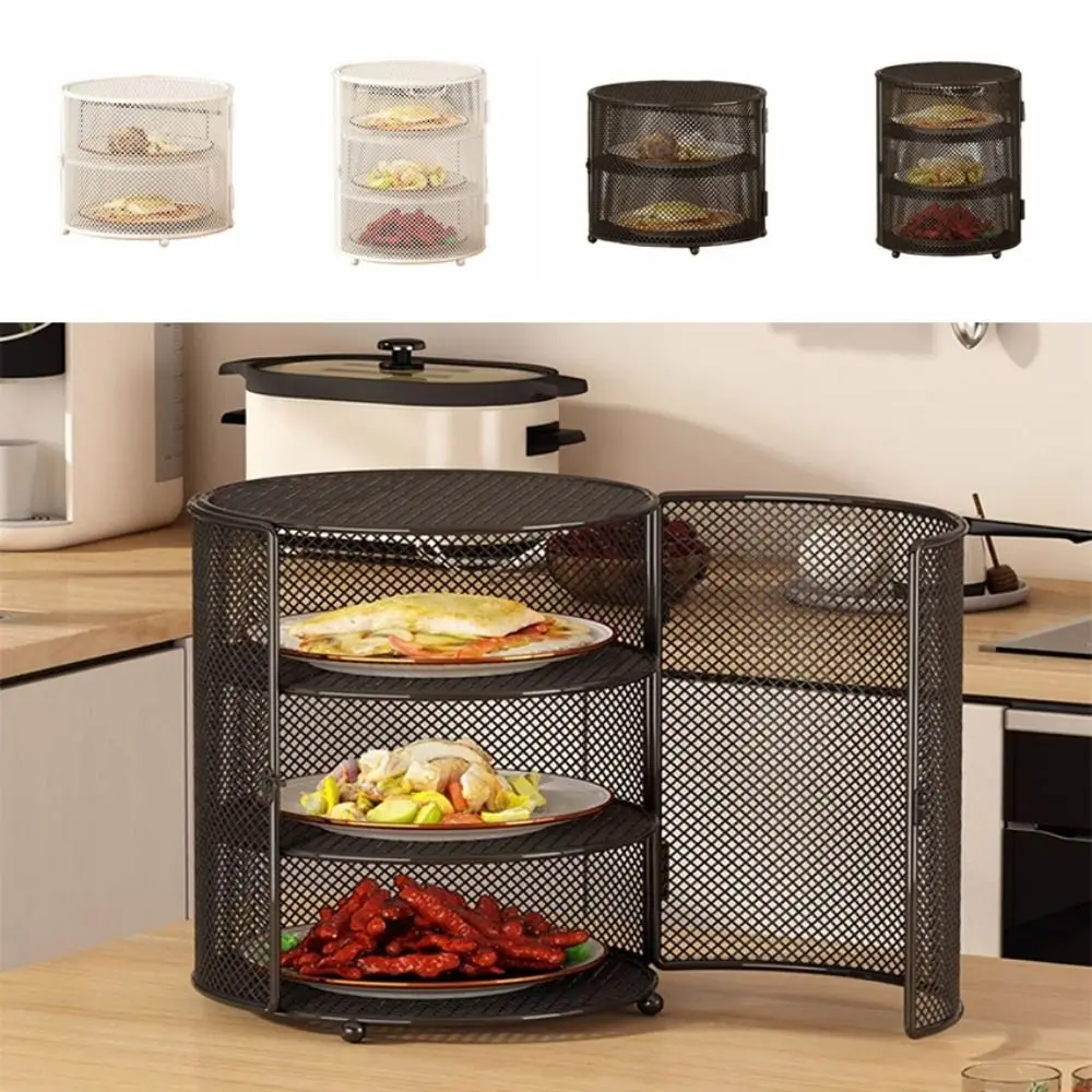 

Stackable Desktop Vegetable Cover round Mesh Kitchen Storage Rack Household Metal Wire Vegetable Cabinets Dining Table