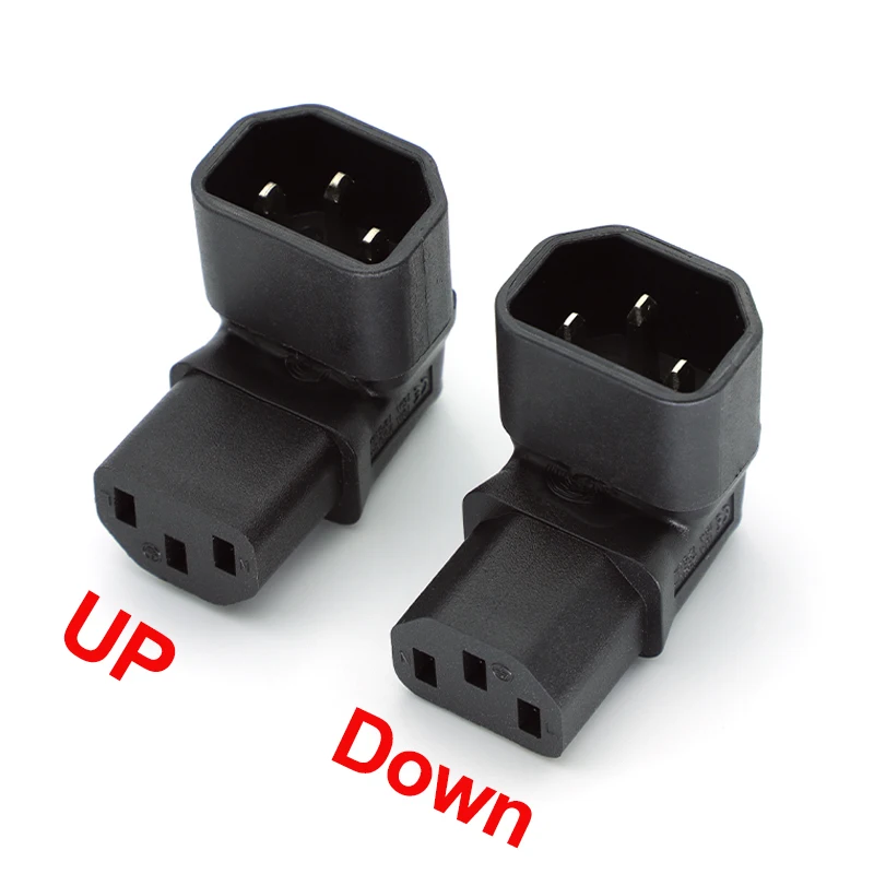 

10A 3Pin IEC Connector Down UP 90 Angled IEC 320 C14 Male to C13 Female Power Adapter AC Plug for LCD LED wall Mount TV