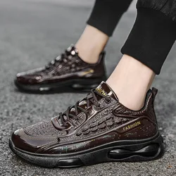 2024 Men Fashion Leather Shoes Alligator Lines Sports Shoes Autumn Cushioning Sneakers Men Trendy Casual Jogging Running Shoes