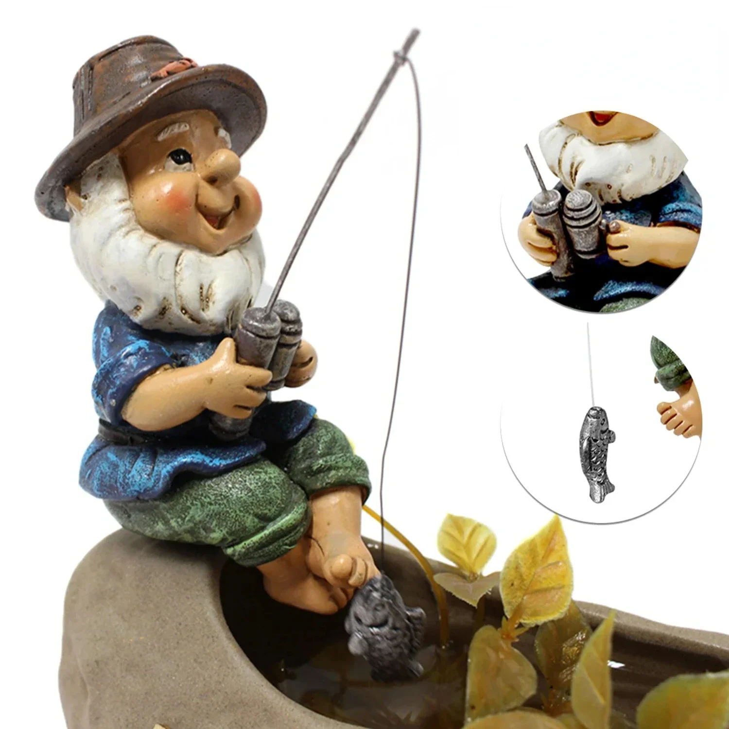 Adorable Fishing Gnome Statue - Funny Naughty Garden Gnome Figurine - Charming Dwarf Sculpture Resin Ornament - Perfect Lawn, Ya