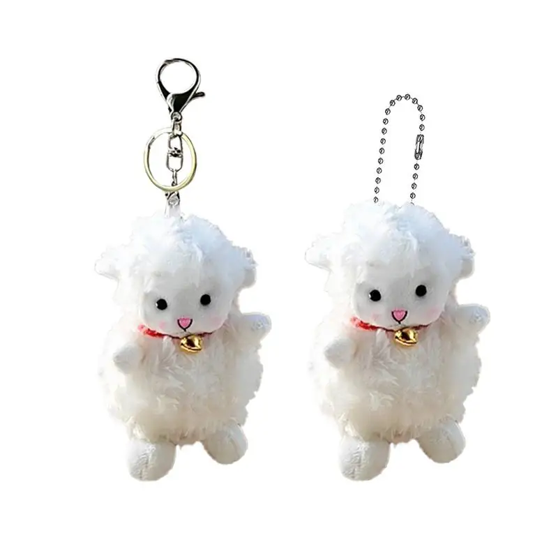 Stuffed Sheep Plush Keychain Key Holder Doll Plush Backpack Purse Pendant Cute Stuffed Toy White Sheep Bag Charm 9Cm/3.5Inch