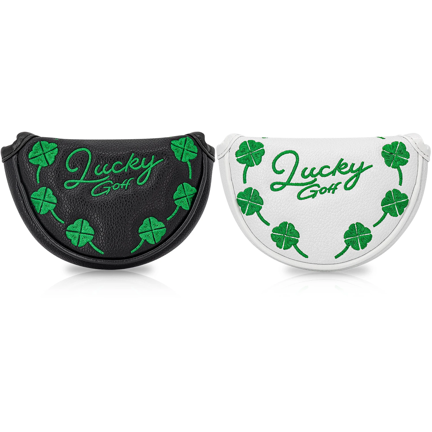 1pc Golf Protective Cover, Golf Putting Cover, Clover Design, Stylish and Durable, Magnetic Closure, Black and White Two Colors