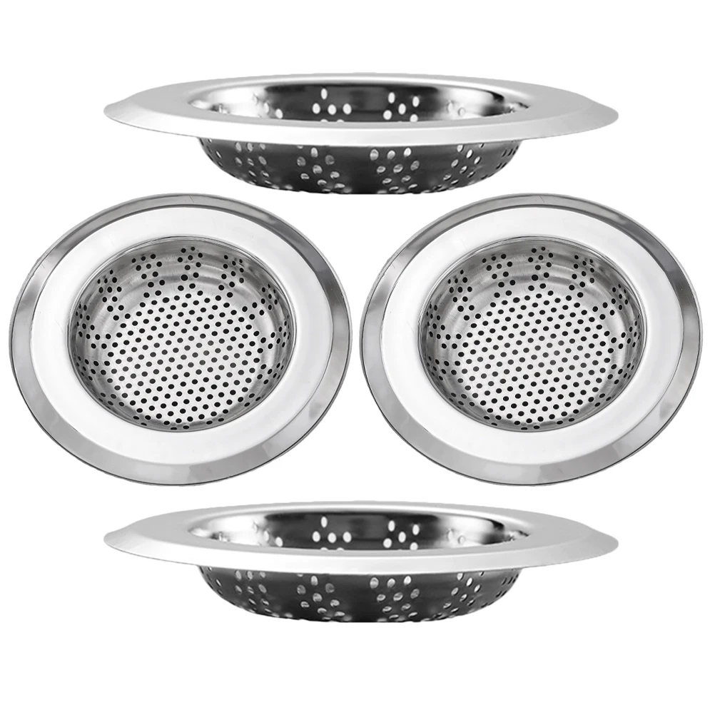 

4 Pcs Stainless Steel Sink Strainer Filter for Kitchen Drain Food Catcher Hair Clogs Preventer Durable Silver Metal