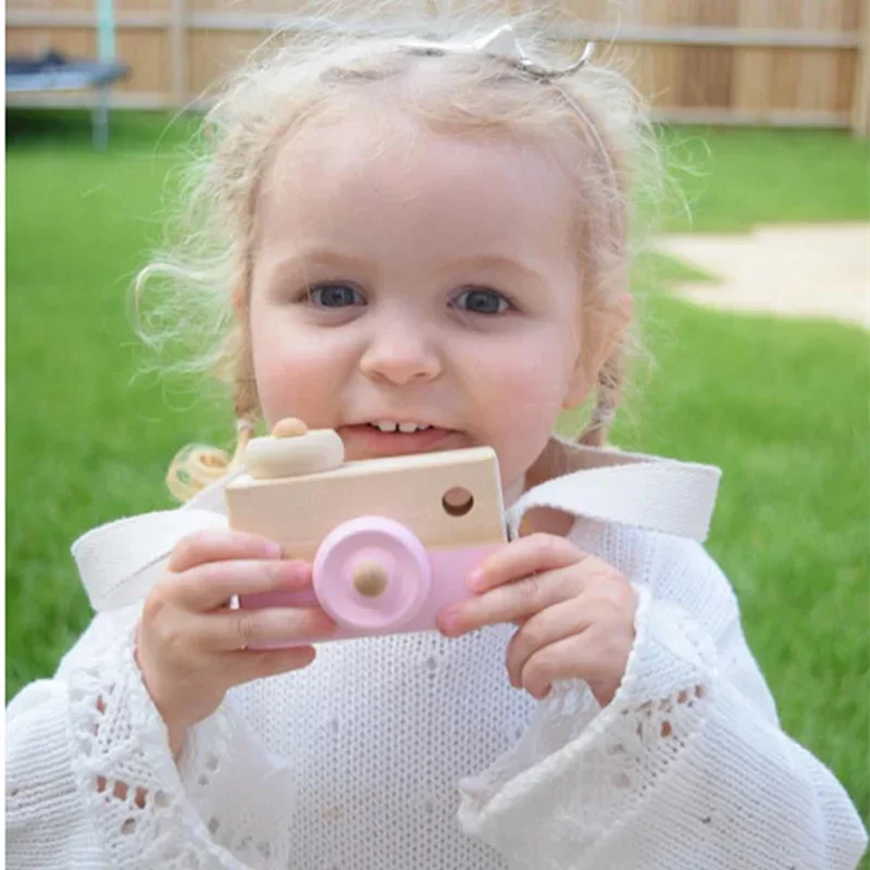 Lindos juguetes para bebés, Mini cámara de madera colgante, juguetes de fotografía para niños, juguete para regalo Montessori, regalos DIY de madera para niños